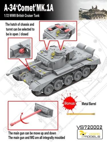 Czołg A34 Comet Mk.1A VS72002 Vespid
