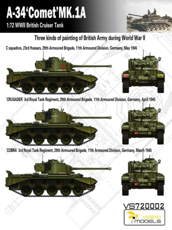 Czołg A34 Comet Mk.1A VS72002 Vespid