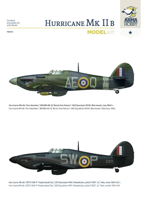 Samolot Hawker Hurricane Mk.IIb 70043 Arma Hobby