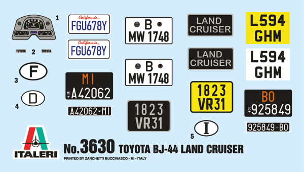 Toyota BJ44 Land Cruiser 3630 Italeri
