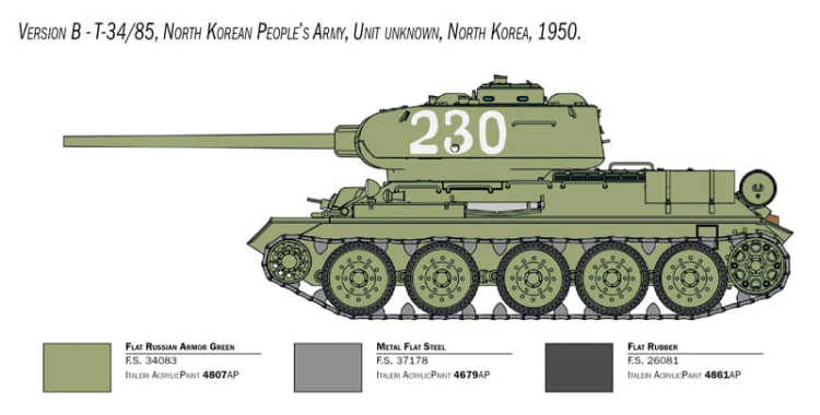 Czołg T-34/85 Korean War 6585 Italeri
