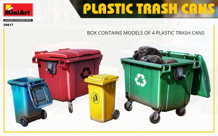 Plastikowe pojemniki na śmieci - Plastic Trash Cans 35617 MiniArt