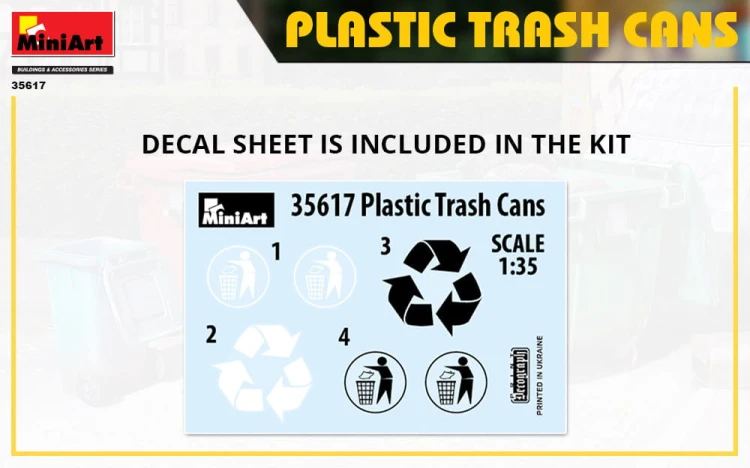 Plastikowe pojemniki na śmieci - Plastic Trash Cans 35617 MiniArt