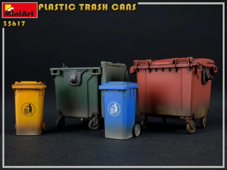 Plastikowe pojemniki na śmieci - Plastic Trash Cans 35617 MiniArt