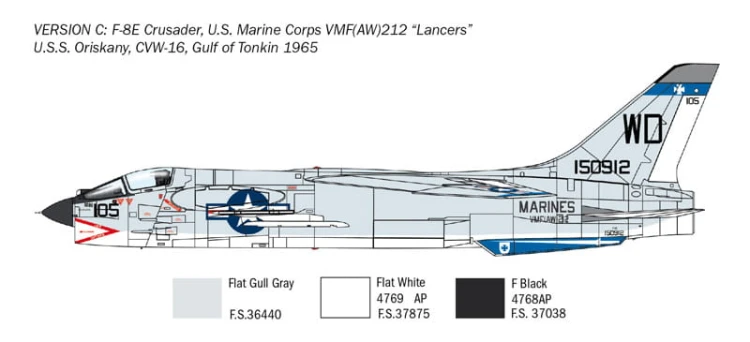 Samolot Vought F-8E Crusader 1456 Italeri