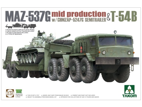 Ciężarówka MAZ-537G z T-54B ChMZAP-5247G 5013 Takom