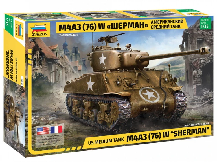 Czołg M4A3 (76) W Sherman 76mm 3676 Zvezda