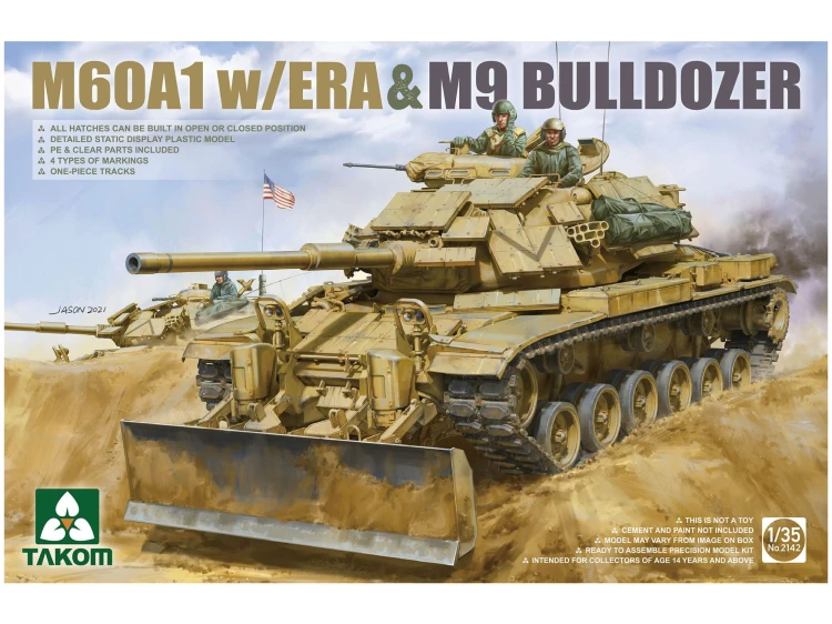 Czołg M60A1 Patton w/ERA&M9 Bulldozer 2142 Takom