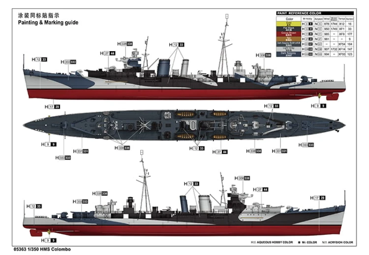 Okręt krążownik HMS Colombo 05363 Trumpeter