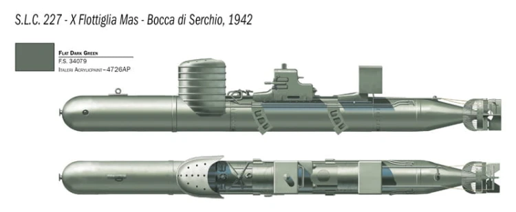 Torpeda wolnobieżna S.L.C. Maiale 5621 Italeri