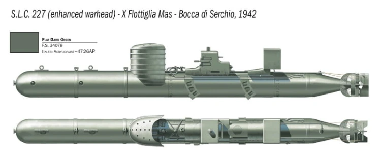 Torpeda wolnobieżna S.L.C. Maiale 5621 Italeri