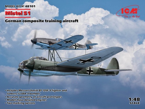 Samoloty Mistel S1 Messerschmitt Bf109 F-4 & Junkers Ju-88 A-4 48101 ICM