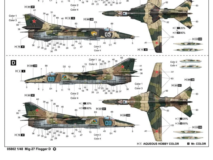 Samolot Mikoyan MiG-27 Flogger D 05802 Trumpeter