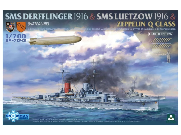 Okręt SMS Lutzow 1916 & SMS Derfflinger 1916 & Zeppelin Q Class SP-7043 Takom