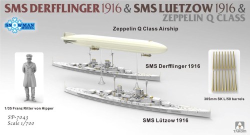 Okręt SMS Lutzow 1916 & SMS Derfflinger 1916 & Zeppelin Q Class SP-7043 Takom