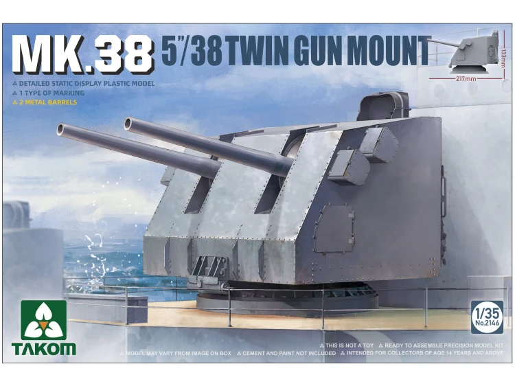 Działo morskie Mk.38 5/38 Twin gun mount 2146 Takom