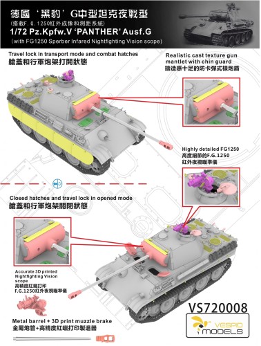 Czołg PzKpfw V Panther Ausf.G VS720008 Vespid Models