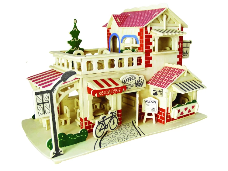 Romantyczna kawiarnia składanka drewniana puzzle 3d P262 Sea-Land