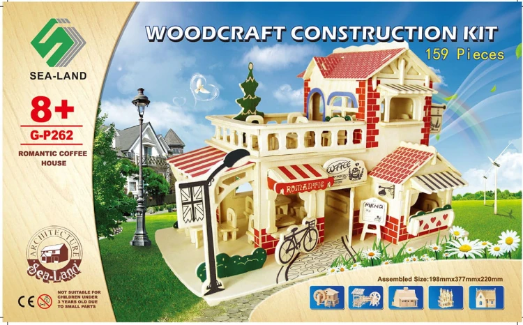 Romantyczna kawiarnia składanka drewniana puzzle 3d P262 Sea-Land