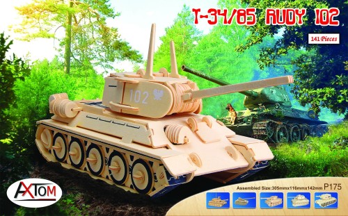 Czołg T-34 Rudy 102 składanka drewniana puzzle 3D P175 Sea-Land