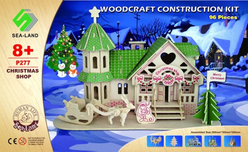 Domek sklep świąteczny składanka drewniana puzzle 3D P277 Sea-Land