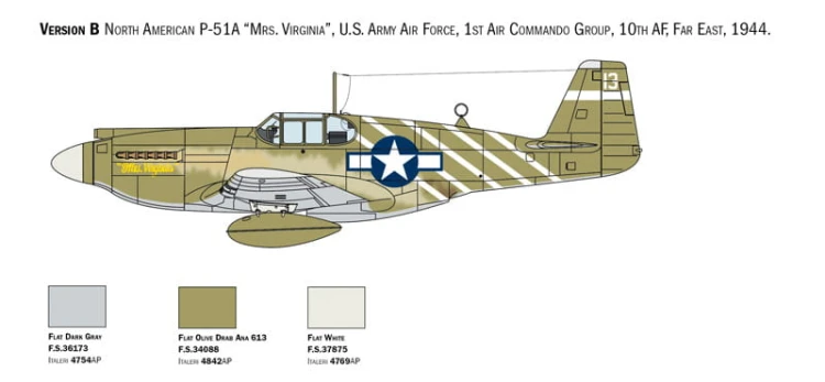 Samolot North American P-51A Mustang 1423 Italeri