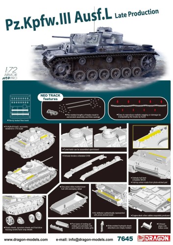 Czołg PzKpfw III Ausf.L late 7645 Dragon
