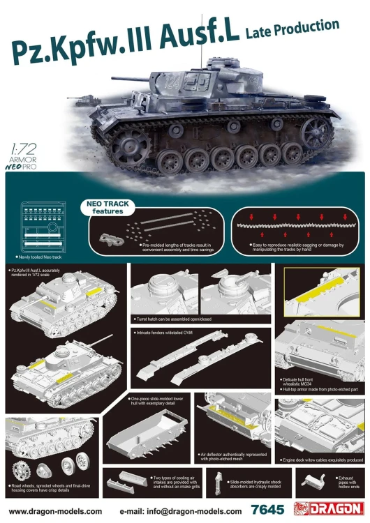 Czołg PzKpfw III Ausf.L late 7645 Dragon