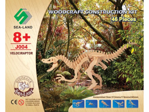 Dinozaur Velociraptor składanka drewniana J004