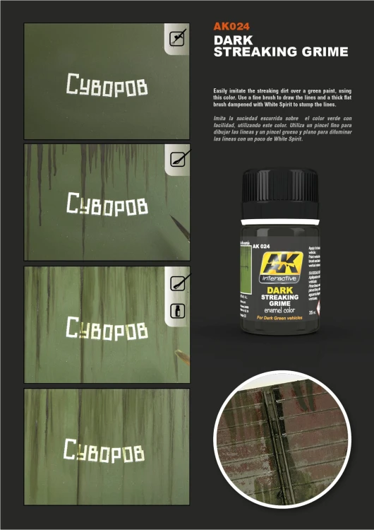 Weathering Dark streaking grime AK024 AK Interactive