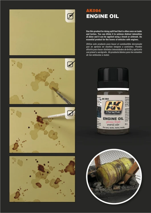 Weathering Engine oil fresh finish AK084 AK Interactive