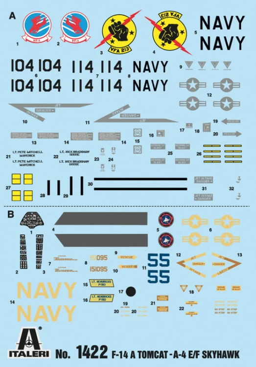 Samolot F-14a Tomcat A-4F Skyhawk 1422 Italeri