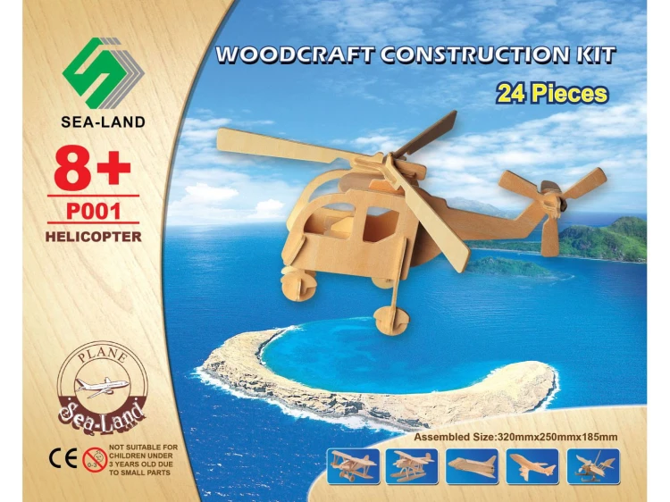 Helikopter śmigłowiec składanka drewniana P001