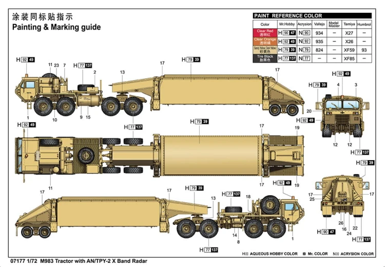 M983 HEMTT z mobilnym radarem AN/TPY-2 X 07177 Trumpeter