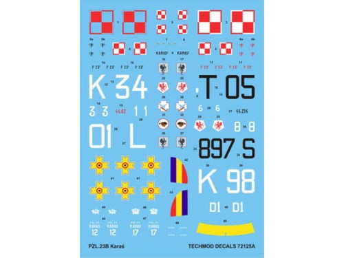 Kalkomania PZL P.23B Karaś 72125 Techmod