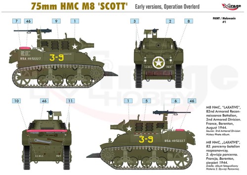 Haubica samobieżna HMC M8 Scott 720002 Mirage Hobby