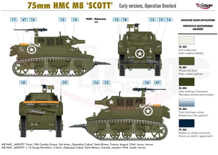 Haubica samobieżna HMC M8 Scott 720002 Mirage Hobby