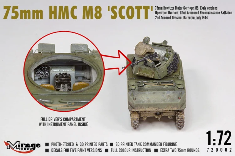 Haubica samobieżna HMC M8 Scott 720002 Mirage Hobby