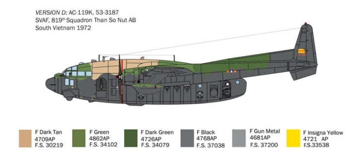 Samolot Fairchild AC-119K Stinger 1468 Italeri
