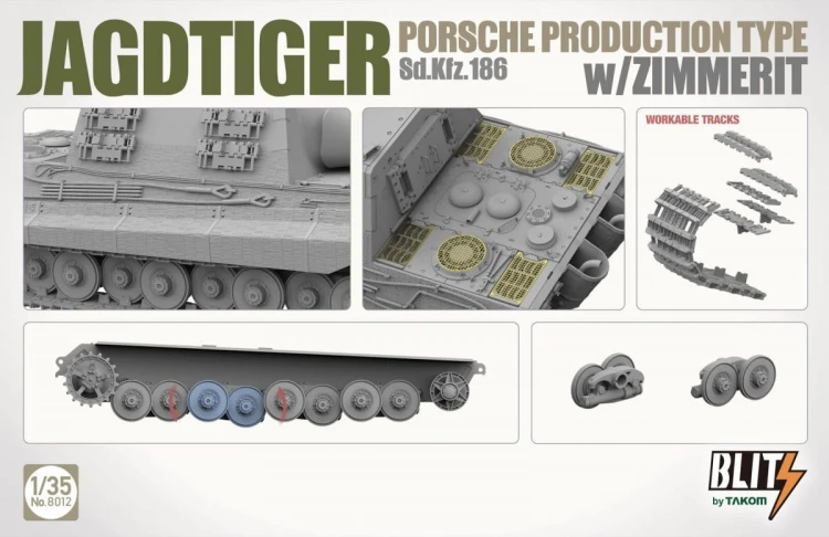 Działo pancerne Jagdtiger Sd.Kfz.186 Porsche Production Type 8012 Takom