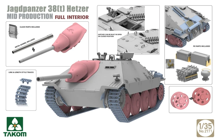 Działo pancerne Jagdpanzer 38(t) Hetzer Mid 2171 Takom