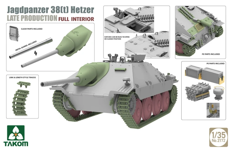 Działo pancerne Jagdpanzer 38(t) Hetzer Late 2172 Takom