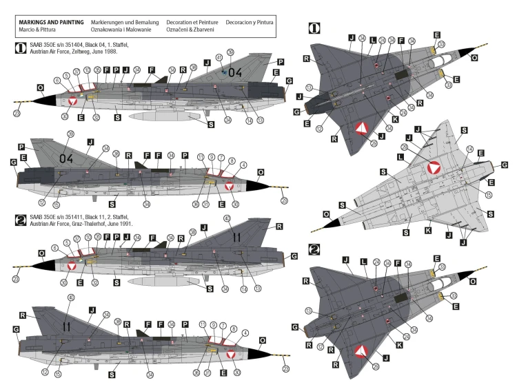 Samolot Saab 35OE/35FS Draken 72056 Hobby 2000