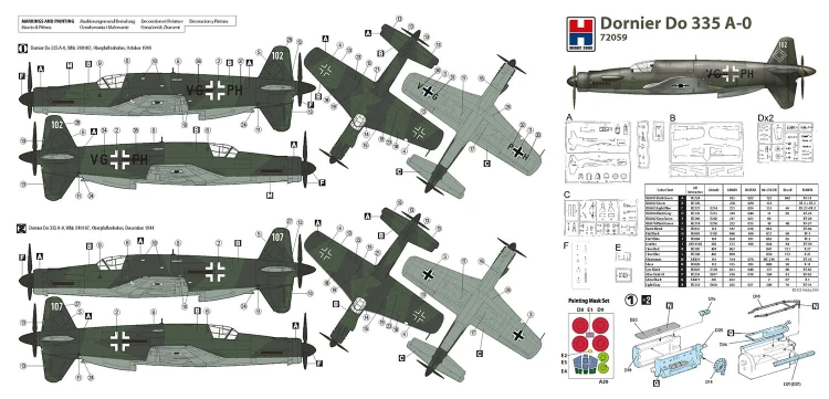 Samolot Dornier Do 335 A-0 Pfeil 72059 Hobby 2000