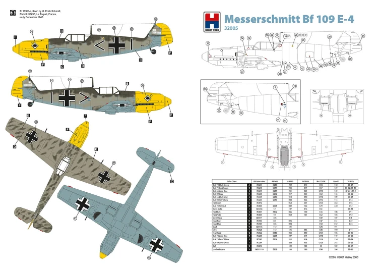 Samolot Messerschmitt Bf109 E-4 32005 Hobby 2000