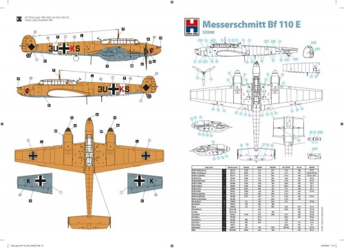 Samolot Messerschmitt Bf110 E 32008 Hobby 2000