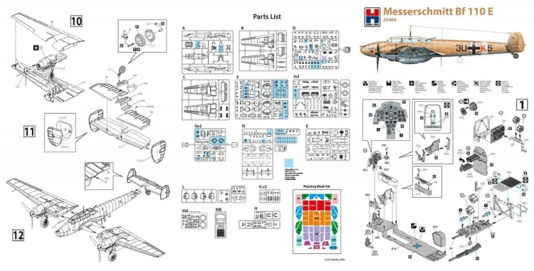 Samolot Messerschmitt Bf110 E 32008 Hobby 2000