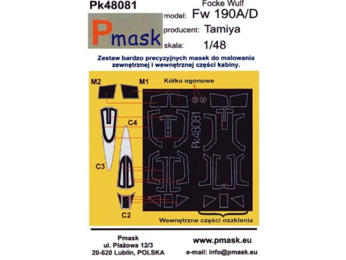 Maski do samolotu Focke Wulf Fw190 A/D Pk48081 Pmask