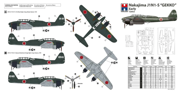 Samolot Nakajima J1N1-S Gekko Early 72053 Hobby 2000