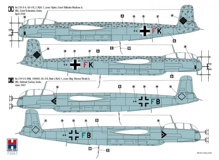 Samolot Heinkel He 219 A-0 72067 Hobby 2000